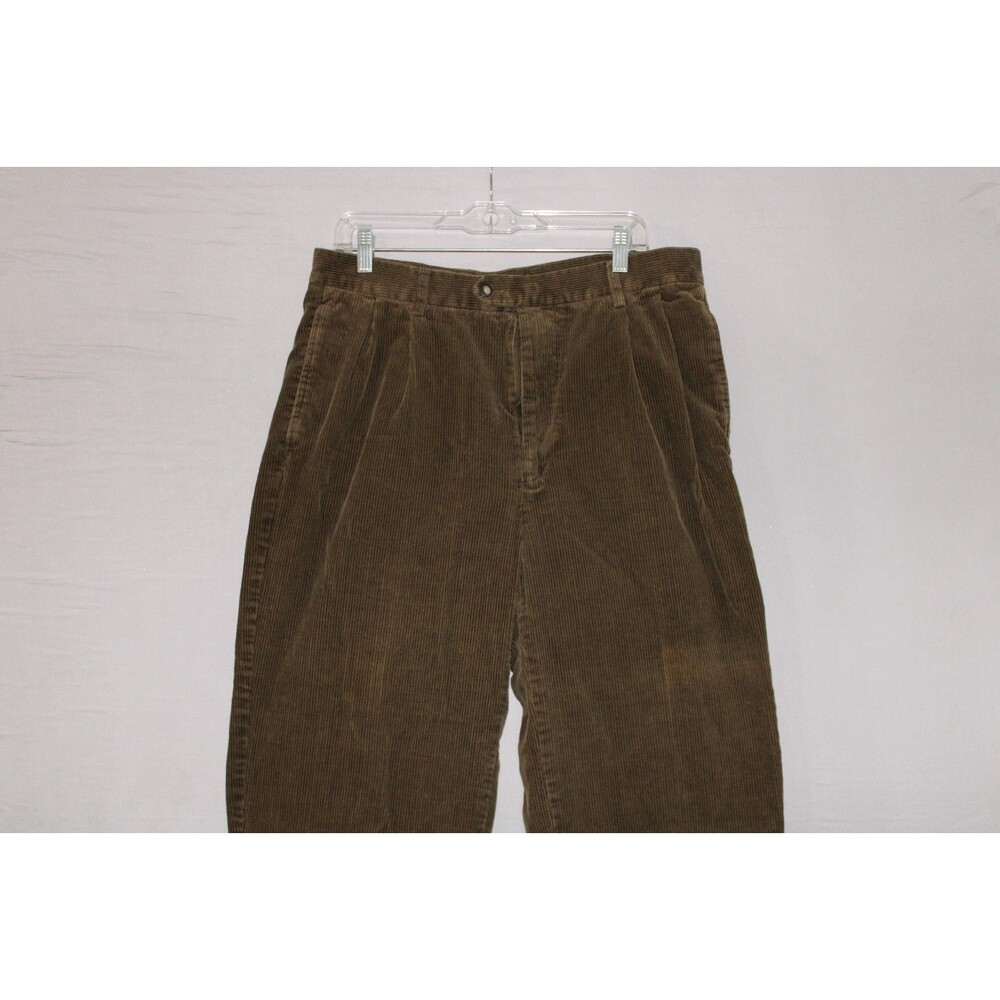 Chereskin Pleated Corduroy Pants Mens 36 x 30 Brown 100% Cotton Cuff Hem - Picture 11 of 16